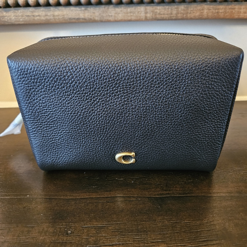 Essential Cosmetic Pouch - Black Leather NWT